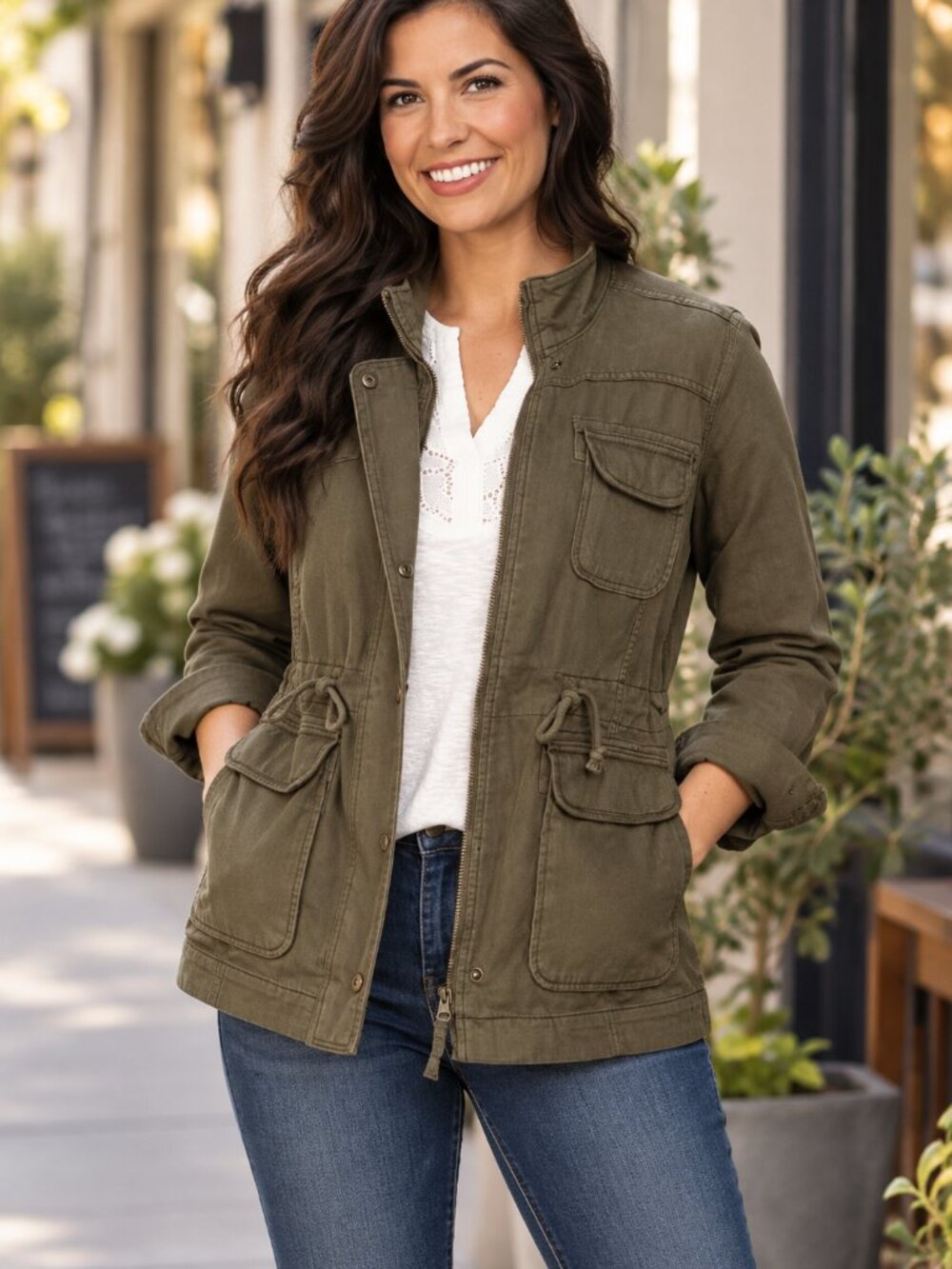Lucky Brand Cotton/Linen Sustainable Military Chore Utility Jacket M